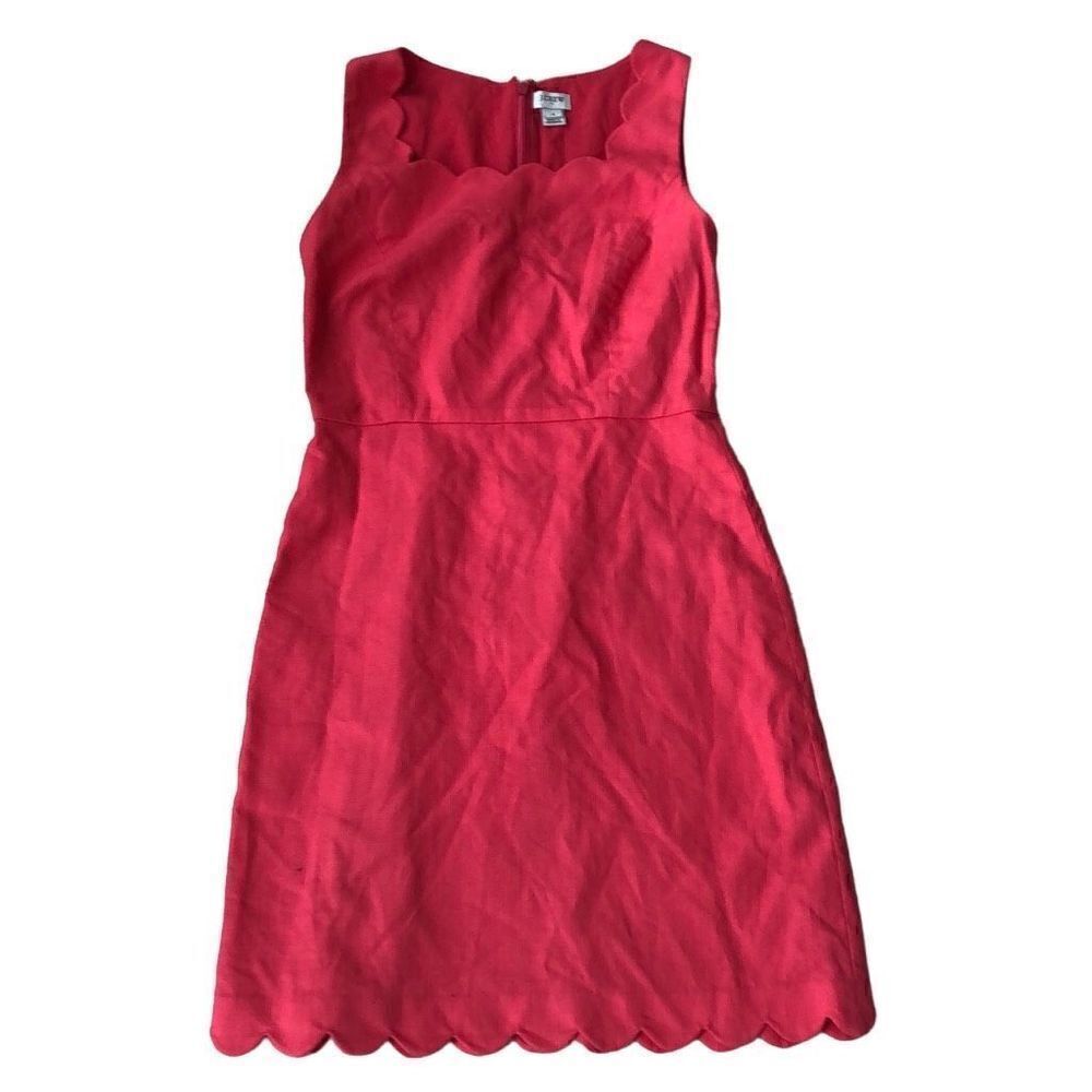 J. Crew Women's Scalloped Trim Sleeveless Sheath Mini Dress Red Size 4